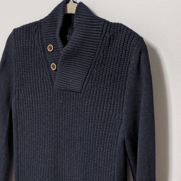 H&M-Mens Shawl Collar SlimFit Knit Ribbed Pullover - Picture 2 of 8